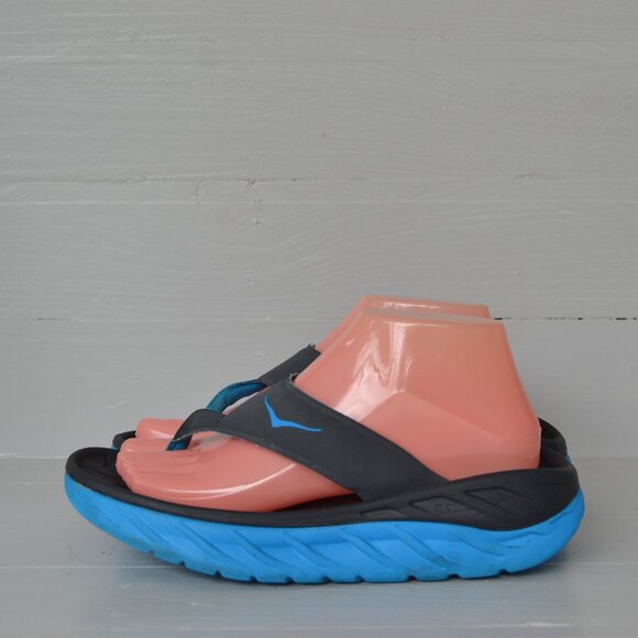 Hoka Shoes - Hoka Flip Flops Black Blue Women's 9 Sandals Summer Comfy Shoes
